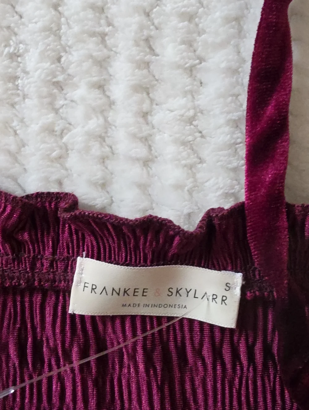 Frankee & Skylarr Smocked Velvet Cami Top in Deep Burgundy Brand New